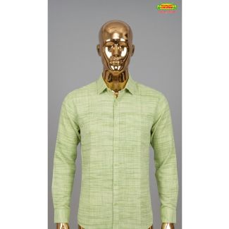 Mens light green textured cotton full sleeve shirt for formal wear India