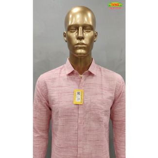 Mens light pink textured cotton full sleeve formal shirt for sale in India