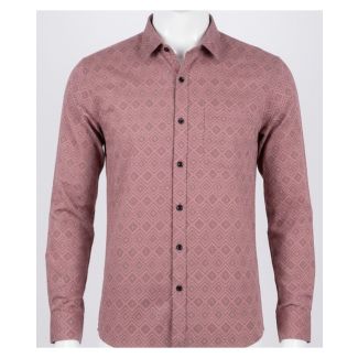 Mens Maroon Geometric Print Slim Fit Casual Shirt for Men India