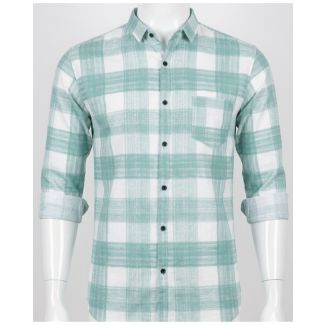 Mens Mint Green White Checkered Slim Fit Cotton Shirt India