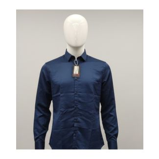 Men's deep navy blue solid full sleeve tailored slim fit shirt India