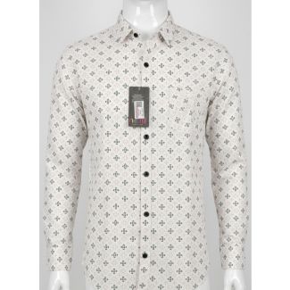 Men's Off-White Geometric Printed Full Sleeve Casual Shirt India