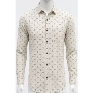 Mens Off-White Printed Slim Fit Cotton Casual Shirt India