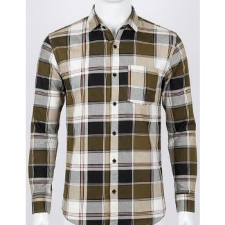 Mens Olive Green Black Plaid Slim Fit Cotton Casual Shirt India
