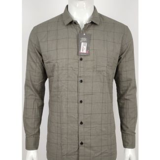 Mens Olive Green Checkered Slim Fit Cotton Casual Shirt India