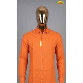 Mens orange cotton full sleeve printed formal and casual shirt in India