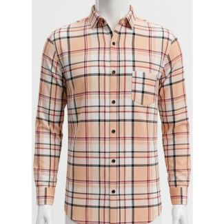 Men's Peach Checkered Slim Fit Cotton Casual Shirt for Men India