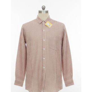 Men's red and beige striped cotton shirt with full sleeves