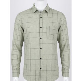 Mens Sage Green Checkered Slim Fit Cotton Shirt Casual Wear India