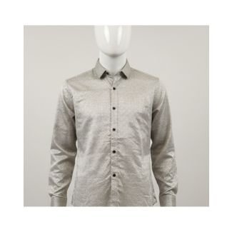 Men's light grey patterned casual shirt slim fit full sleeve India