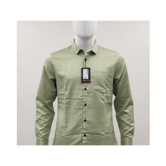 Men's solid light green full sleeve collared shirt on mannequin India