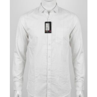 Mens Solid White Casual Shirt Long Sleeve Regular Fit for Men India
