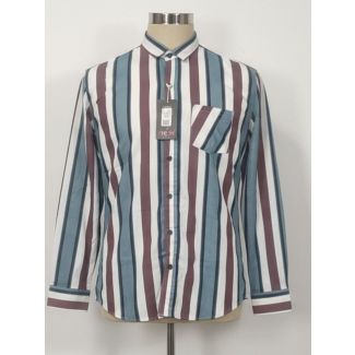 Men's striped cotton shirt with long sleeves and a classic collar - Gangavathi Exports