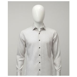 Men's white geometric print cotton casual shirt India
