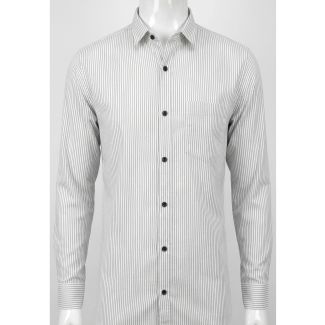Mens White and Grey Striped Slim Fit Casual Shirt for men in India