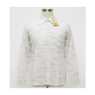 Men's White & Grey Textured Cotton Shirt with full sleeves - Gangavathi Exports