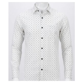 Mens White Printed Slim Fit Casual Shirt for everyday wear in India