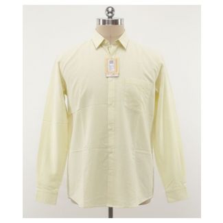 Pale yellow cotton full sleeve shirt with pointed collar