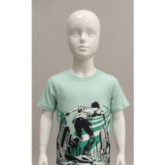 Seafoam green skateboarding graphic kids t-shirt India