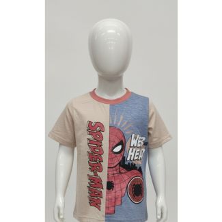 Spider-Man kids beige and blue color-block t-shirt India