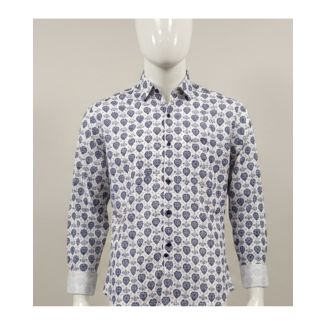 White blue heart print cotton slim fit shirt for men India