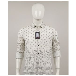 White floral print cotton casual shirt full sleeve India