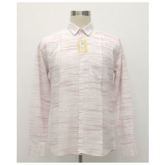 Men's white and pale pink striped cotton shirt - full sleeve