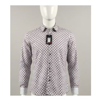 White Sanganeri print cotton shirt for men in a sharp slim fit silhouette