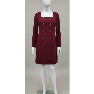 Burgundy red dress with long sleeves and square neckline India