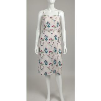 Cream floral print midi dress with spaghetti straps