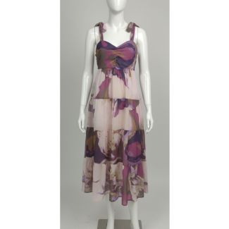 Floral print midi dress with bow straps, perfect for parties India