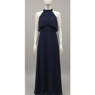 Navy blue chiffon halter neck maxi dress displayed on a white mannequin India