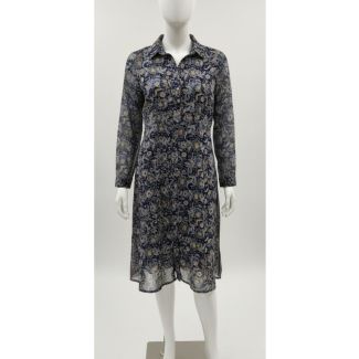 Navy blue floral party dress full sleeve knee length India