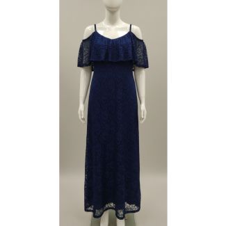 Navy blue lace maxi dress off shoulder India