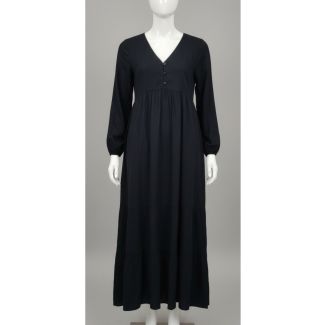 Navy blue full sleeve maxi dress with V-neck India