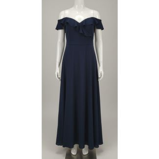 Navy blue off-shoulder ruffle maxi dress India