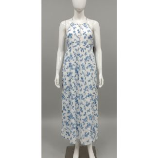 White floral cotton maxi dress halter neck India