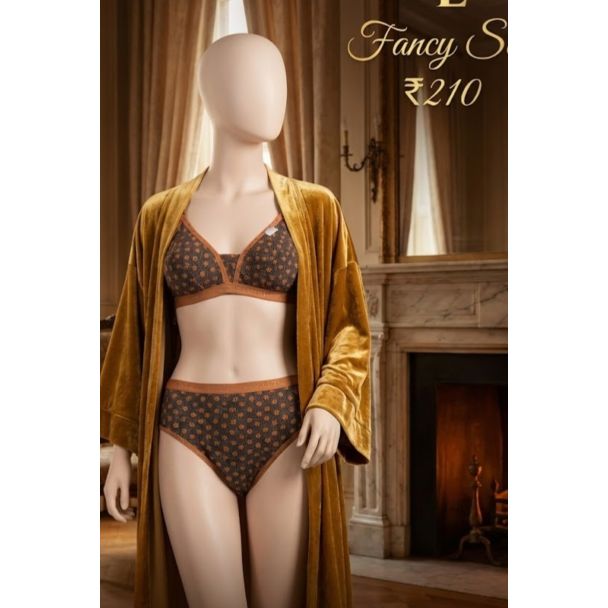 Brown polka dot underwear set with triangle bra - Gangavathi Exports