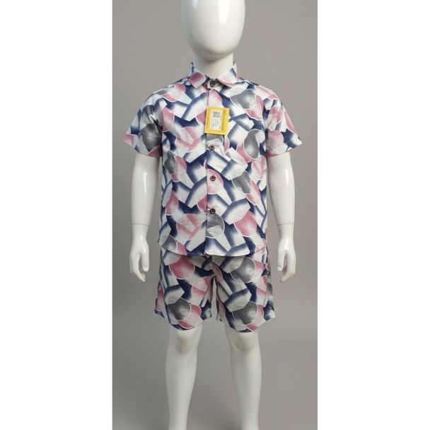 Kids' abstract printed cotton shirt and shorts set - comfortable and stylish outfit