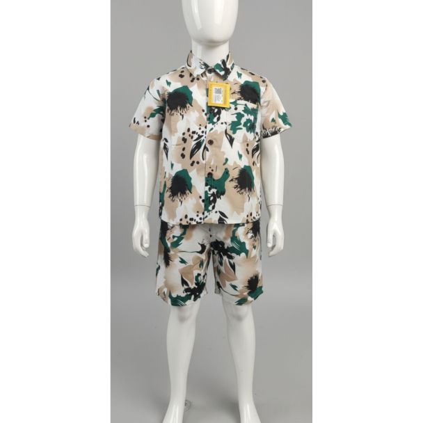 Kids' floral print shirt and shorts set with short sleeve design and comfortable fit - Gangavathi Exports