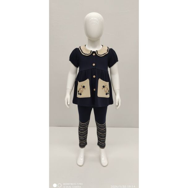 Navy Blue toddler knit top and leggings set India