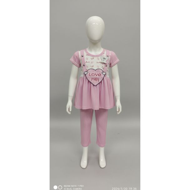 Pink floral top and pant set for girls India