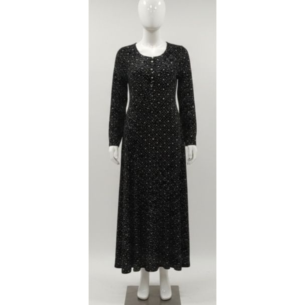 Black dotted full sleeve A-line cotton kurti India