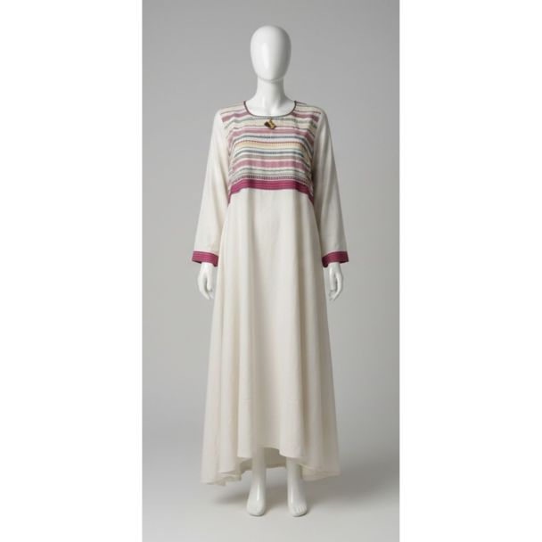 Cream color party wear kurti with striped design India