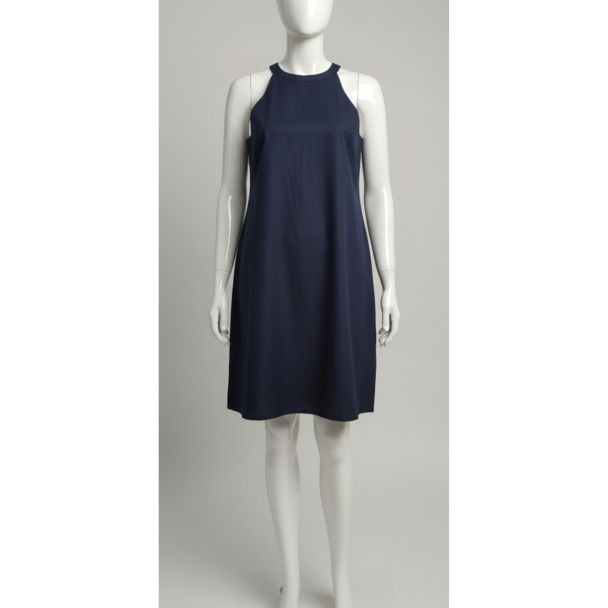 Navy blue sleeveless A-line knee-length casual dress India