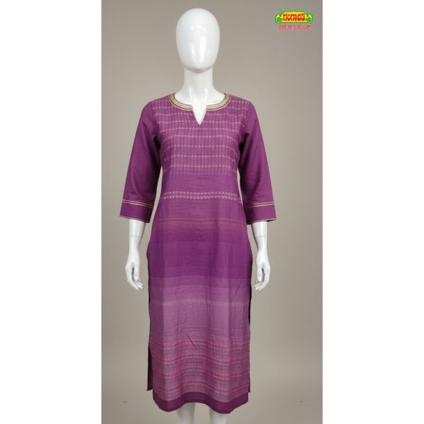 Purple gradient cotton kurti 3/4 sleeve casual wear - Gangavathi Exports