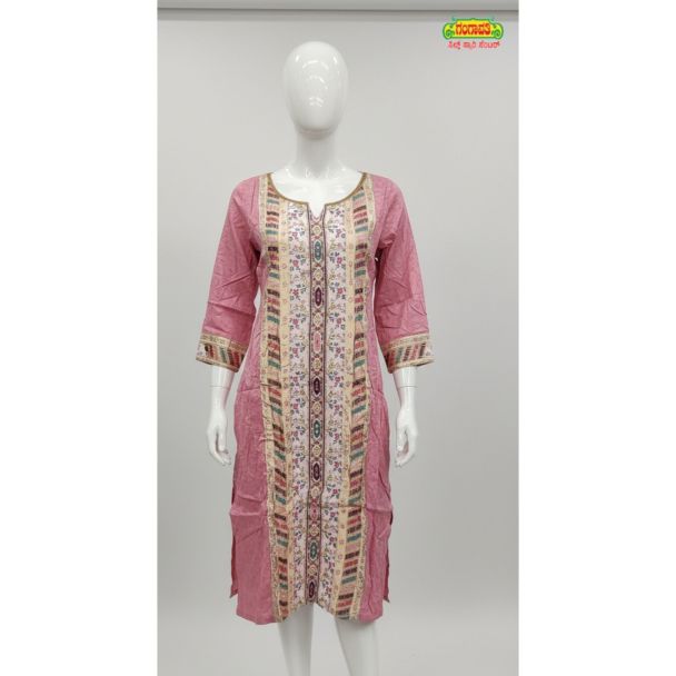 Rose floral printed cotton kurti 3/4 sleeve - Gangavathi Exports