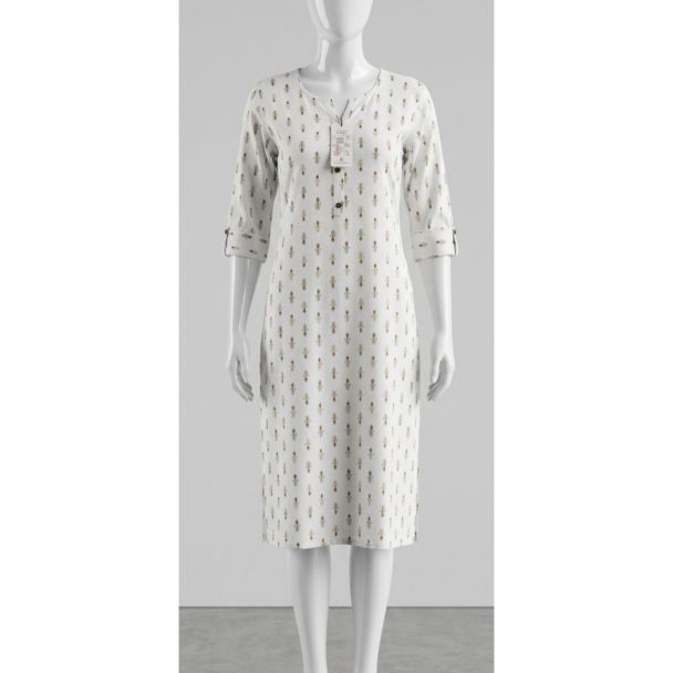 Women's White Floral Rayon Kurti India