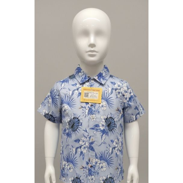 Baby blue floral print cotton shirt short sleeve India