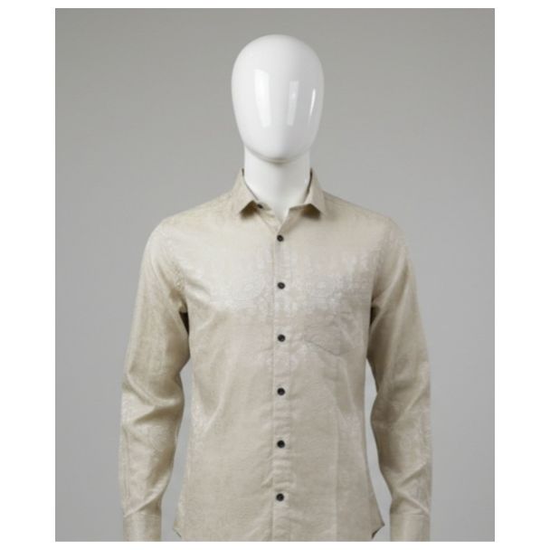 Beige floral print men's casual shirt full sleeve India